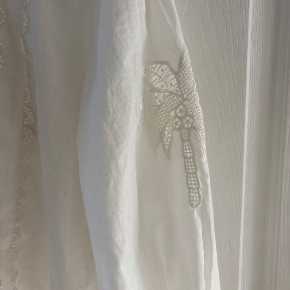 NWT Anthropologie Farm Rio White Embroidered Peasant Blouse S - Picture 2 of 2